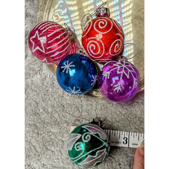 JC Penney Silver Ornament Tree Set 12 HANGING GLASS ORNAMENTS ONLY replacement - Picture 7 of 10